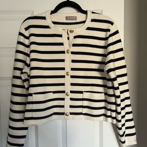 JCREW Emilie Patch Pocket Sweater Lady Jacket in Stripe